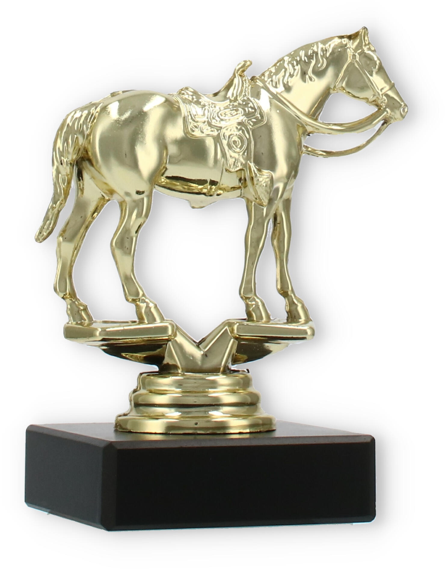 Pokal Kunststofffigur Westernreiten gold auf schwarzem Marmorsockel 11,3cm