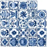 Fliesenaufkleber, portugiesischer Stil, Fliesenaufkleber, Fliesenaufkleber, 24 Stück, wasserdichte Küchen-Wandaufkleber, abnehmbare Vinyl-Fliesen-Aufkleber für Küche, Heimdekoration