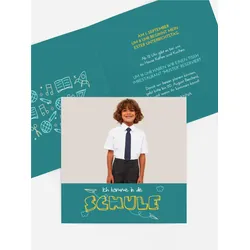 Einladungskarten Einschulung selbst gestalten mit Spruch und Fotos im Onlinedesigner bei Meine-Kartenmanufaktur.de