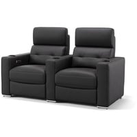 Sofanella 2-Sitzer Leder Bari, Relaxsofa, Designsofa, Designer Couch, Italienisches Sofa, 2er Sofa schwarz