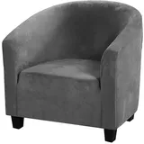 C/N Sesselbezug, dehnbar, aus Samt, Sesselbezug, Cabriolet-Sessel, 1-Sitzer, Bezug für Sessel, Tullsta Chesterfield, elastisch, Grau
