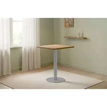 sam möbel gmbh Bistrotisch massiv Akazie naturfarben eckig Runde Kante 60 cm Säulengestell rund silber EMILE