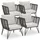Tectake Garten-Loungesessel Sundo 75,5 x 67 x 71 cm dunkelgrau 4 St.