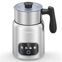 AMZCHEF 4-IN-1 Milchaufschäumer Elektrisch 400ML Milchwärmer mit LED-Touchscreen | 3D-Induktionserwärmung Milchaufschäumer Erhitzt Auch Schokolade und Milch für Latte, Cappuccino und Mokka,500W