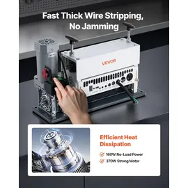 Vevor Elektrische Kabelabisoliermaschine, 1,5-40 mm, Kabelschälmaschine, 11-Kanal-Automatik-Kupferkabel-Abisolierer, 370-W-Abisolierwerkzeug mit m...