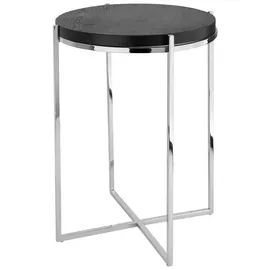 Fink Beistelltisch - H.41cm x D.35cm - schwarz/silber - Edelstahl (Dekotisch - kleiner Tisch, Moderner Sofatisch: Vielseitiger Ablagetisch, max. 20 kg belastbar braun|schwarz|silberfarben