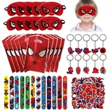 Spiderma kindergeburtstag,10 spiderma schlüsselanhänger,35 Spiderma sticker,10 spiderma geschenktüte,10 spiderma maske für kinder,77 PCS Geburtstags Party Zubehör,für Mädchen Jungen Party Geschenke