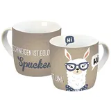 GEDA LABELS (INFKH) Tasse Lama Spucken beige Mehrfarbig, 300 Ml, 1 Stück (1er Pack)