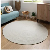 Steffensmeier Teppich Bali | 100% Baumwolle, Grün Creme, handgefertigt, Größe: Ø 80 cm | Flur, Eingangsbereich, Wohnzimmer