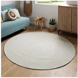 Steffensmeier Teppich Bali | 100% Baumwolle, Grün Creme, handgefertigt, Größe: Ø 80 cm | Flur, Eingangsbereich, Wohnzimmer