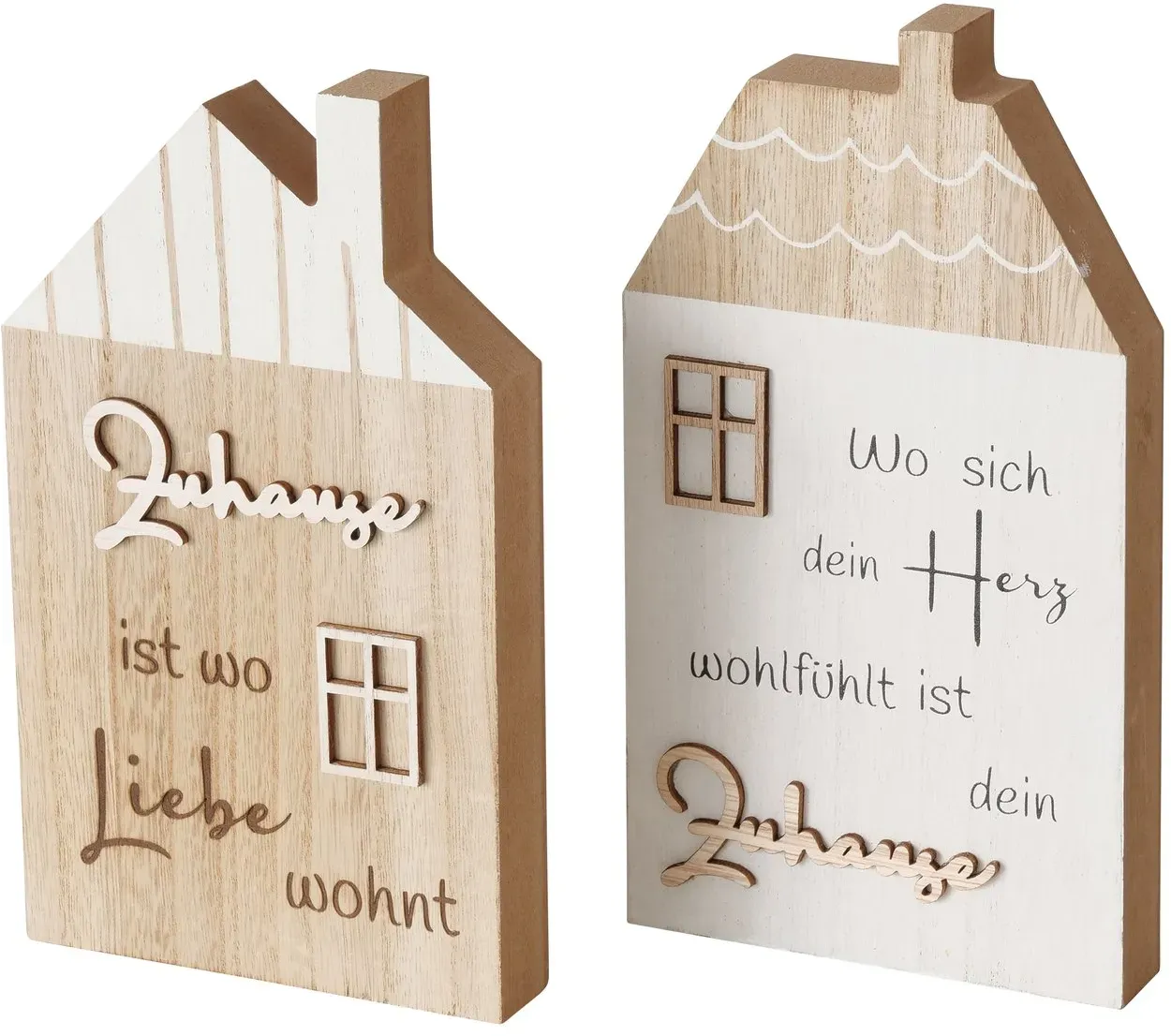 Dekoaufsteller Haus 2 sortiert ZUHAUSE - braun