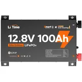 LiTime 12V 100Ah Ultra Slim LiFePO4 Batterie mit Bluetooth Selbsterwärmung Solarakkus (12 V), niedrige Selbstentladung, geeignet für Wohnmobile Pickups Campervans
