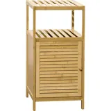 kleankin Badezimmerschrank Badschrank mit offenem Fach, Beistellschrank mit Kippschutz, Aufbewahrungsschrank für Badezimmer, Bambus, Natur, 33 x 35,5 x 67 cm