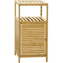 kleankin Badezimmerschrank Badschrank mit offenem Fach, Beistellschrank mit Kippschutz, Aufbewahrungsschrank für Badezimmer, Bambus, Natur, 33 x 35,5 x 67 cm