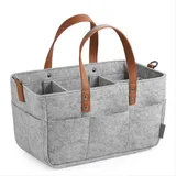 Filztasche Filzkorb Mit Kunstledergriffen Einkaufskorb Dekorative Tasche Ablagekorb Dekorative Korb Baby Windel Caddy 33 X 16Cm Light Gray