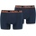 Head Herren Boxershorts im Pack - Basic, Baumwoll Stretch, einfarbig Dunkelblau/Orange M