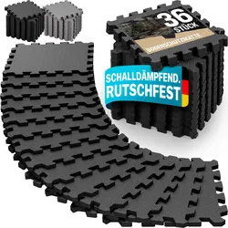 Bodenschutz-/Puzzlematten 36er-Set Schwarz 175x175x1cm
