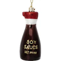 SIKORA Soja Sauce Flasche besondere Weihnachtskugel Glas Christbaumschmuck Deko Figur Weihnachten Anhänger Ornament - Trend Line - BS544