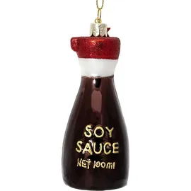 SIKORA Soja Sauce Flasche besondere Weihnachtskugel Glas Christbaumschmuck Deko Figur Weihnachten Anhänger Ornament - Trend Line - BS544
