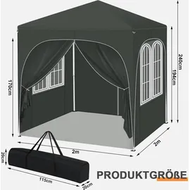 Woltu Faltpavillon 2 x 2 m inkl. 4 Seitenteile Grau