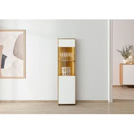 MASSIVMOEBEL24.DE Vitrine Wildeiche 45 x 38 x 168 cm Weiß