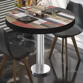 GGM Möbel Bistrotisch Ø 60 x 77 cm Vintage Bunt/Schwarz