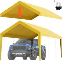 Vevor Carport-Garagenzelt, 3 x 6 m, Garagendachzelt, wasserdicht und UV-geschützt, einfache Installation mit Spanngurten, beige (nur Dachabdeckung, Rahmen nicht im Lieferumfang enthalten)