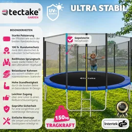 Tectake Garfunky 427 cm inkl. Sicherheitsnetz und Leiter schwarz/blau