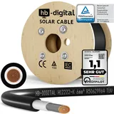 HB-Digital Solarkabel H1Z2Z2-K TÜV Rheinland geprüft 6mm2 UV-beständig flexibel PV Kabel Reines Kupfer 1500V Verlängerungskabel Photovoltaik für Solarpanel Laderegler schwarz