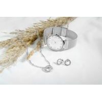 Excellanc Damengeschenkset mit Armbanduhr, Halskette und Ohrsteckern, silber