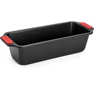 WOLL Bakeware Kastenform 28 cm, mit hitzebeständigen Silikongriffen bis 230°C, PFAS-frei, zweilagige Antihaftbeschichtung, aluminisierter Stahl, schwarz