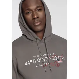 delmao Kapuzensweatshirt Langarm, lockere Passform, mit Print, mit Kapuze, Gr. 3XL (64/66), grau, , 99344066-XXXL