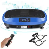 LETGOSPT Vibrationsplatte Vibrationsboard für Ganzkörpertraining mit LCD-Display,Expanderbändern, 200,00 W, 120 Intensitätsstufen, (1), 200W Motor, 120 Intensitätsstufen, 3 Vibrationszonen blau