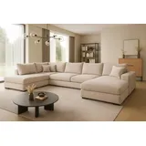 mebloland Ecksofa FABIO 328x182 cm mit Schlaffunktion, Bonellfederkern und Bettkasten - Beige2