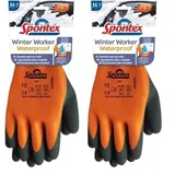 Spontex Winter Worker Waterproof Handschuhe, Wasserfeste Arbeitshandschuhe mit zweilagigem Innenfutter, hoher Kälteschutz, Latexbeschichtung, Größe M, 1 Paar, 12322087, Orange/Schwarz, M (1 Paar)