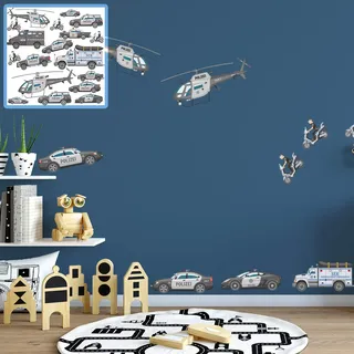 Sunnywall XXL Wandtattoo Set verschiedene Motive| Kinderzimmer Aufkleber bunt Wanddeko Polizei police Sheriff