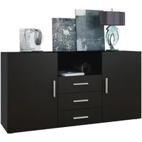 Vladon Sideboard, Schwarz, 138.5x71.5x35 cm, Wohnzimmer, Kommoden & Sideboards,