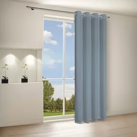 Gerster Vorhang GERSTER "Ilia" Gr. 1, grau (grau, blau), B:140cm H:235cm, Wirkware, Polyester, Gardinen, HxB: 235x140, klasischer Uni Ösenschal