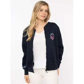 Zwillingsherz Sweatjacke "Meine Heimat", Damen, Gr. L/XL, marine, Sweatware, Obermaterial: 50% Baumwolle, 50% Polyester, bequem hüftbedeckend, ohne Ausschnitt, angesetztes Bündchen, Sweatjacken Sweatjacke, maritime Stickerei, Reißverschluss, Rippbündchen, Taschen