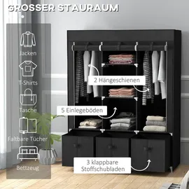 Homcom Stoffschrank, mit Reißverschluss, Kleiderschrank Schwarz,