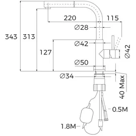 Teka Maestro Uni 9331 Wasserhahn Einhebel Schwarz