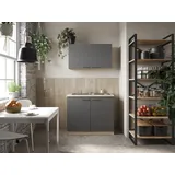 Respekta Merle Pantry-Küche mit integrierter Spüle 100 cm grau