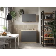 Respekta Merle Pantry-Küche mit integrierter Spüle 100 cm grau