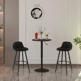 Woltu Bartisch rund höhenverstellbar 52 x 52 x 91 cm Schwarz