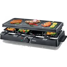 Melissa 16300026 Raclette-Grill für 8 Personen 1200 Watt Power mit Grillplatte und regelbarer Temperatur, schwarz