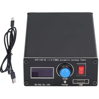 ATU-100 Automatischer Antennentuner, 1,8-55 MHz, Open-Source Kurzwellen-Tuner für Amateurfunk, 0,96 Zoll OLED Display, USB-Ladefunktion, 100W, Aluminiumlegierung