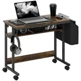 Homcom Höhenverstellbar Stehpult mit Rollen, neigbar Plattform Aufbewahrungstasche, mobiler 92 x 40 cm, Arbeitszimmer, Büro,