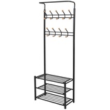 vidaXL Garderobe mit Schuhablage 68×32×182,5 cm Schwarz