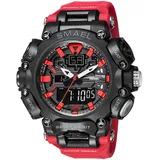 SMAEL MäNner Military Watch,50 Mwasserdicht Multifunction Quarz Elektronische Uhr,GroßEs Zifferblatt Digitaluhr,Outdoor-Sportuhr MäNner, Analog Digitaluhren,Rot