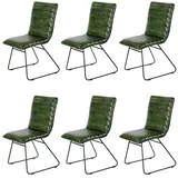 Casa Moro Esszimmerstuhl Lederstuhl Grün Polsterstuhl Echtleder Bezug (Retro Stuhl, handgefertigter Designer Stuhl), einzeln und als 2er, 4er & 6er Set erhältlich